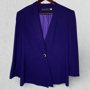 Lilli Ann Women's Vintage Wool Single Button Blazer Purple‎ Asym size 10